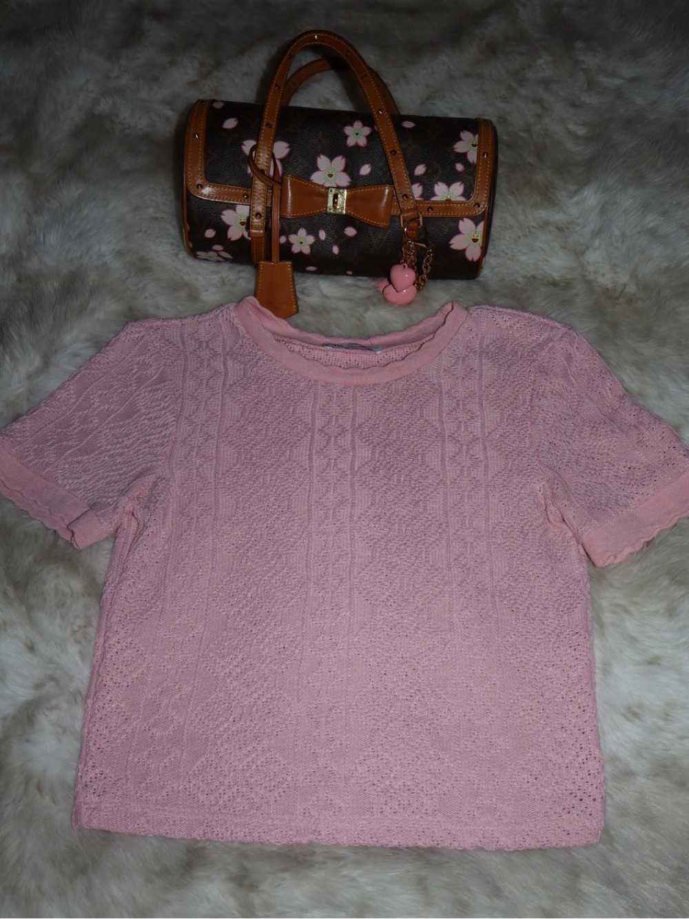 Pink Short-Sleeve Sweater Knit Top